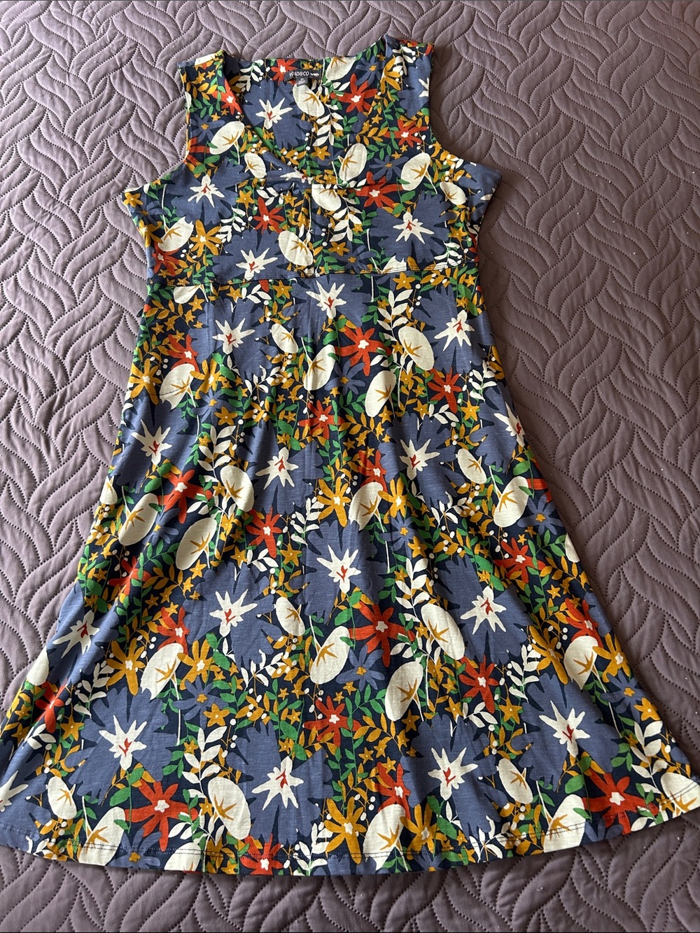 Like NEW - Toad&Co Floral Midi Dress with Multicolor Flower/Leaf Print 🌺 🍁 - Picture 2 of 9